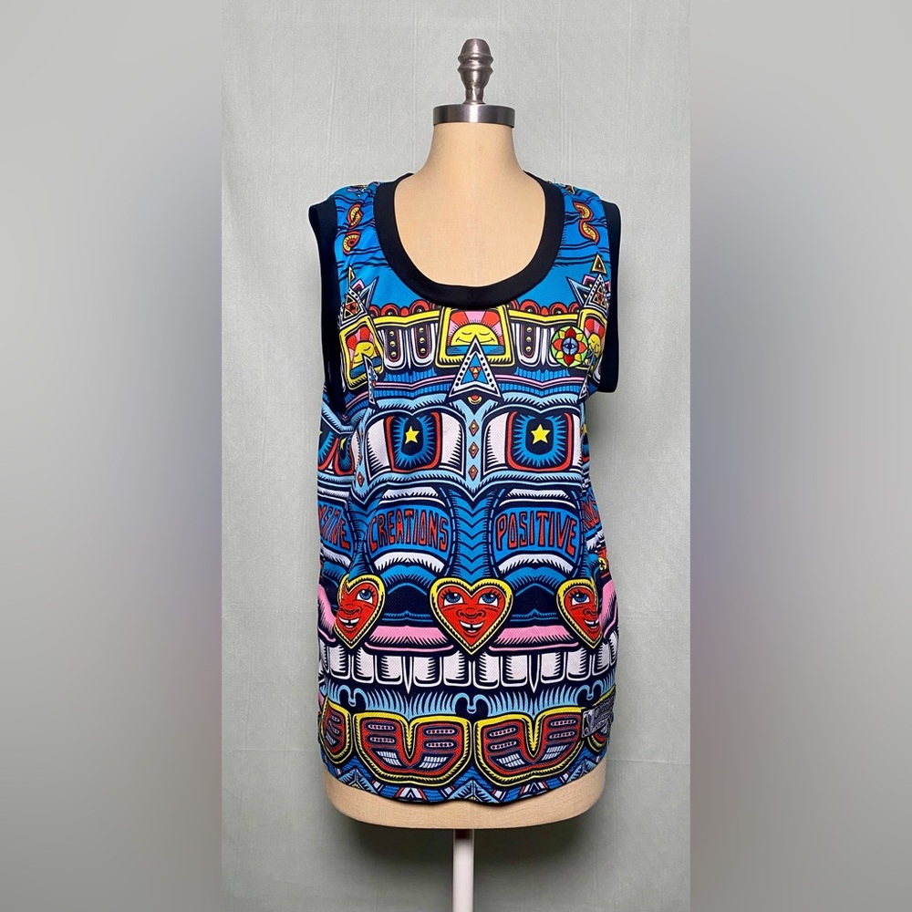 Colorful Graphic Positive Sleeveless Jersey